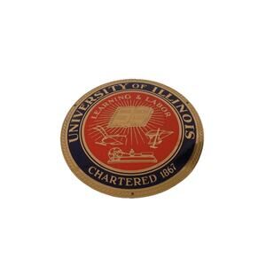 Vintage University of Illinois brass plaque or license plate topper